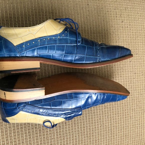 Fortune From Liberty Blue Croc Pattern Leather Oxfords main image 12